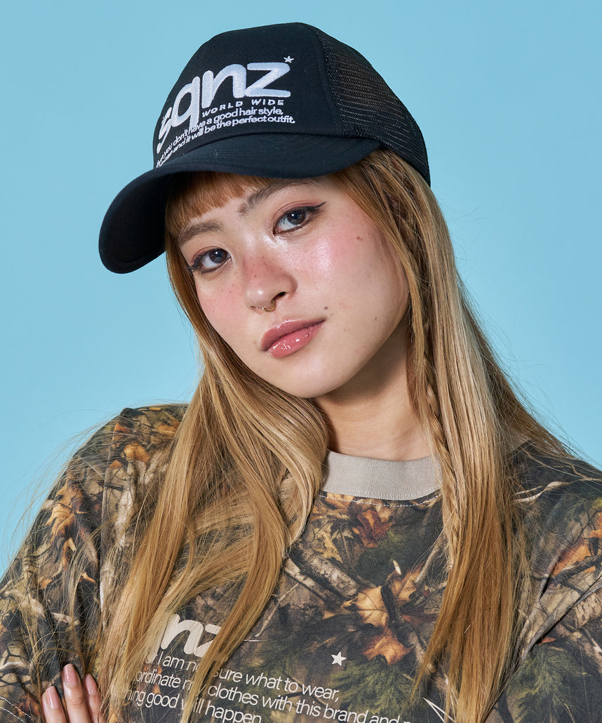 ※WEB限定 / 刺繍 / メッシュキャップ / sqnz mesh logo cap ブラック