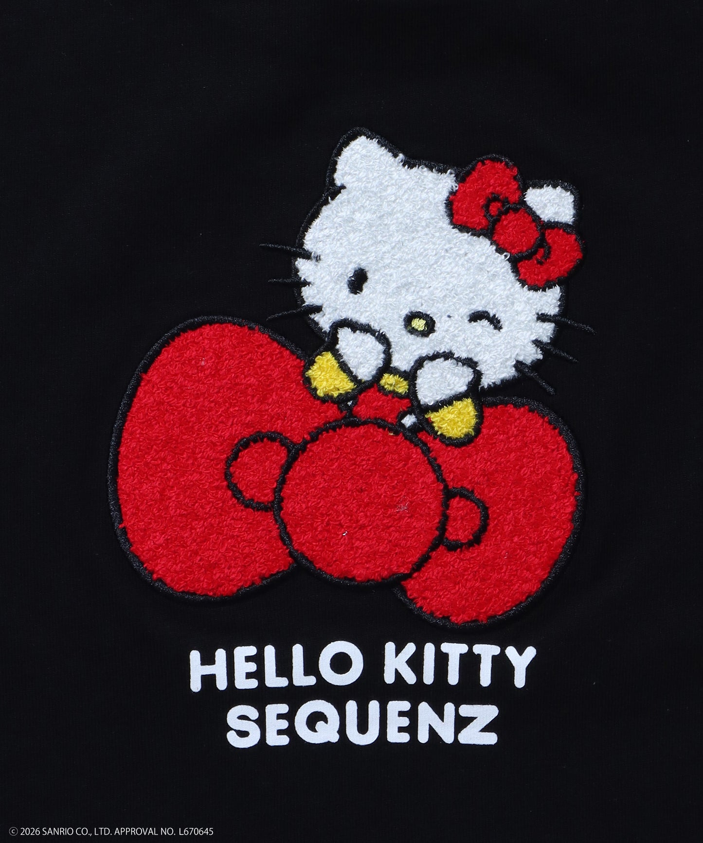 HK EMBROIDERY KITTY TEE / ハローキティ キティちゃん 半袖 クルーネック プリント ワンポイント 刺繍 ブラック