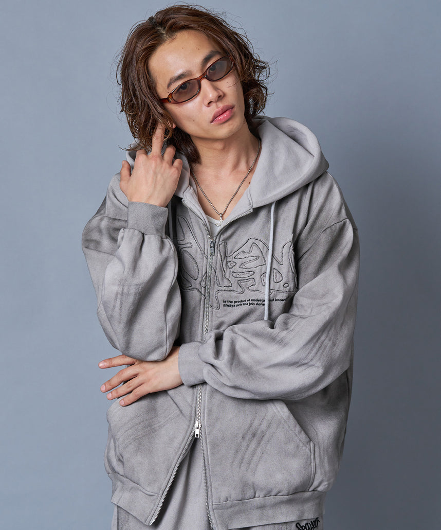 SEQUENZ（シークエンズ）】LOGO APPLIQUE ZIP HOODIE / フルジップ