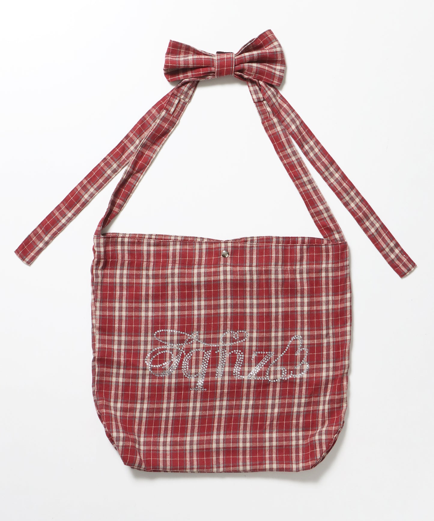 ≪予約商品≫sqnz favorite kira-kira totebag / ラインストーン バック チェック柄 2way ユニセックス レッド