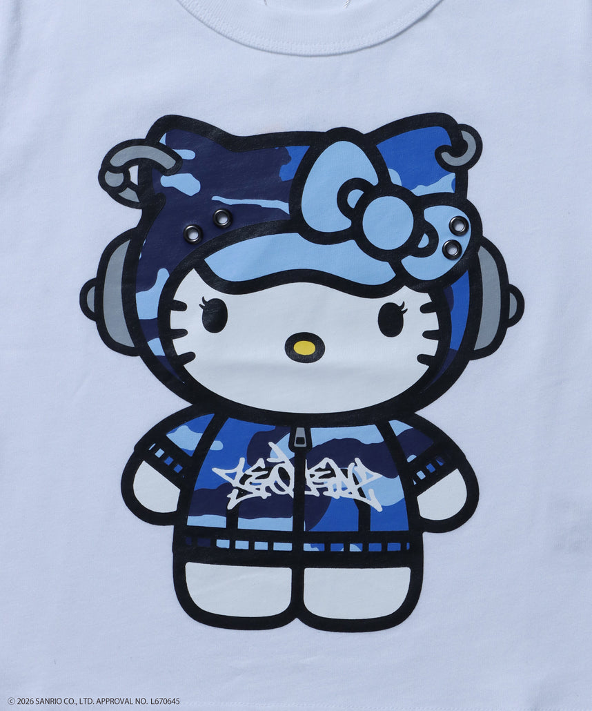 HK EYELET TEE / ハローキティ キティちゃん 半袖 クルーネック プリント ワンポイント ハトメ ホワイト