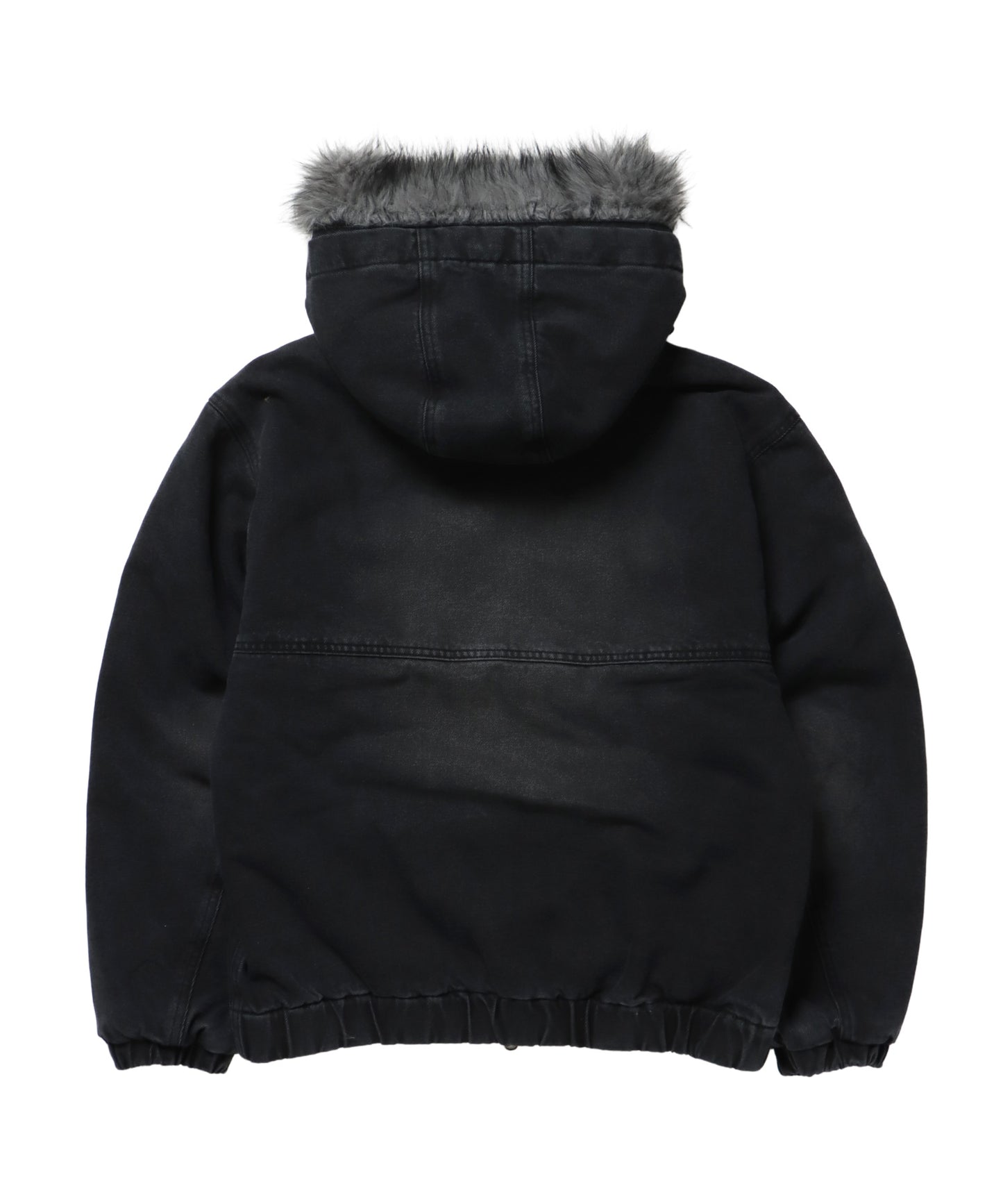 FUR DENIM HOODIE JKT / デニム ジャケット ファー 中綿 ダブルジップ フーディ ブラック