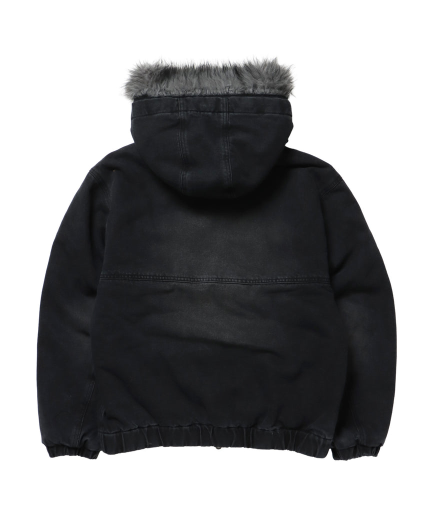 FUR DENIM HOODIE JKT / デニム ジャケット ファー 中綿 ダブルジップ フーディ ブラック