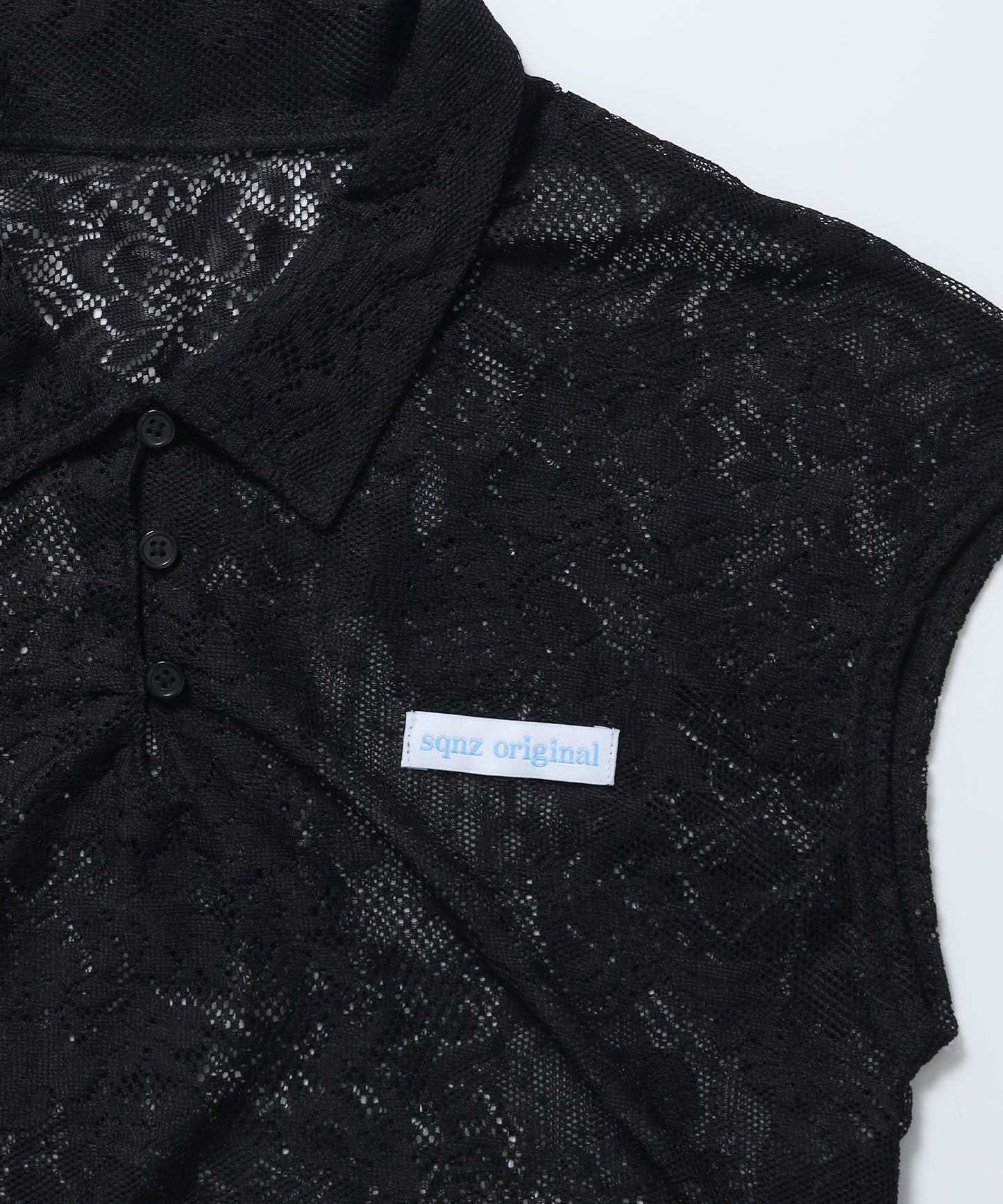 ※WEB限定 / 襟付き / レースフレンチスリーブトップス / sqnz french sleeve lace top ブラック