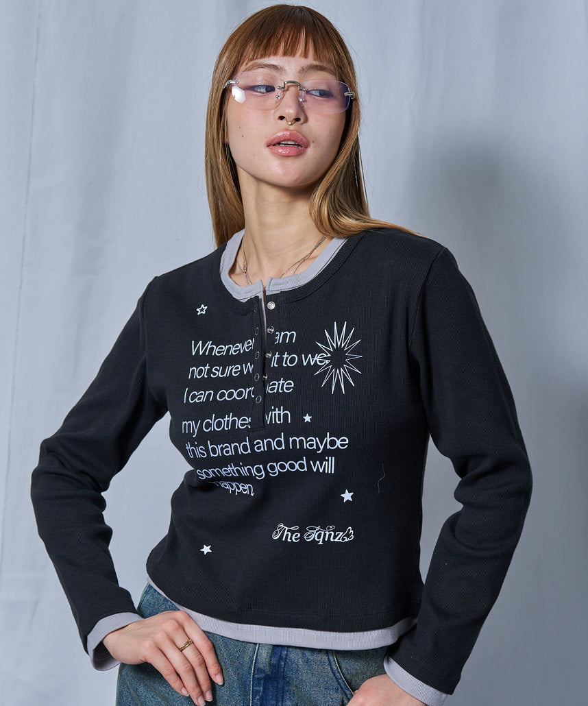 WEB限定 / バイカラーヘンリーネック長袖T / sqnz fake layered henley