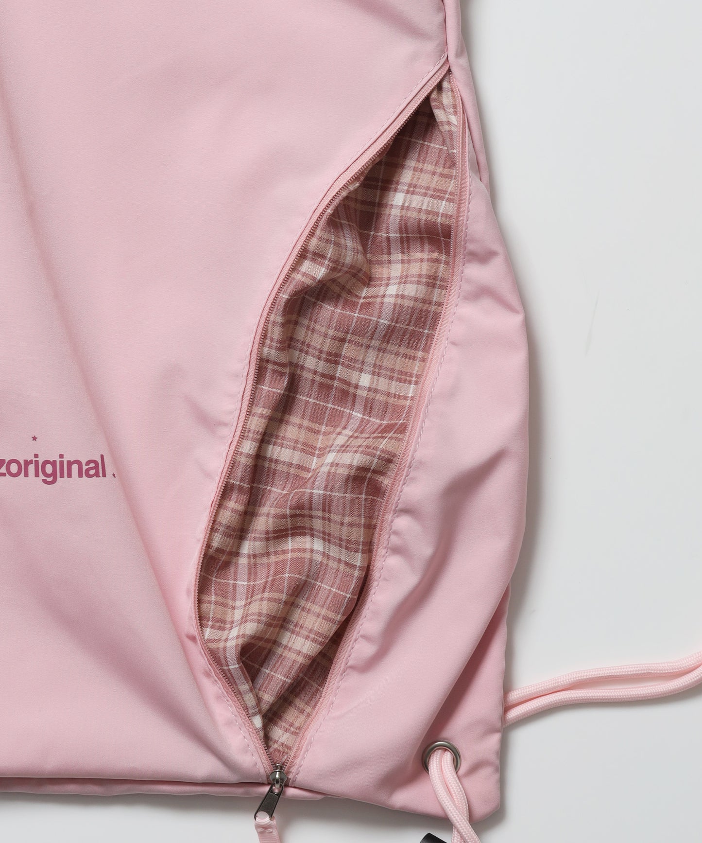 ※WEB限定 / 2WAY仕様 /チェックジップナップサック /sqnz zip knapsack ライトピンク