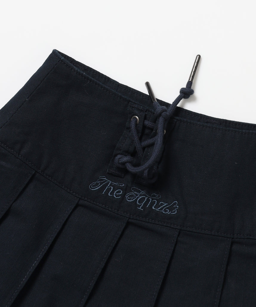 ※WEB限定 /  レディースアイレットプリーツミニスカート / sqnz eyelet pleats skirt ダークネイビー