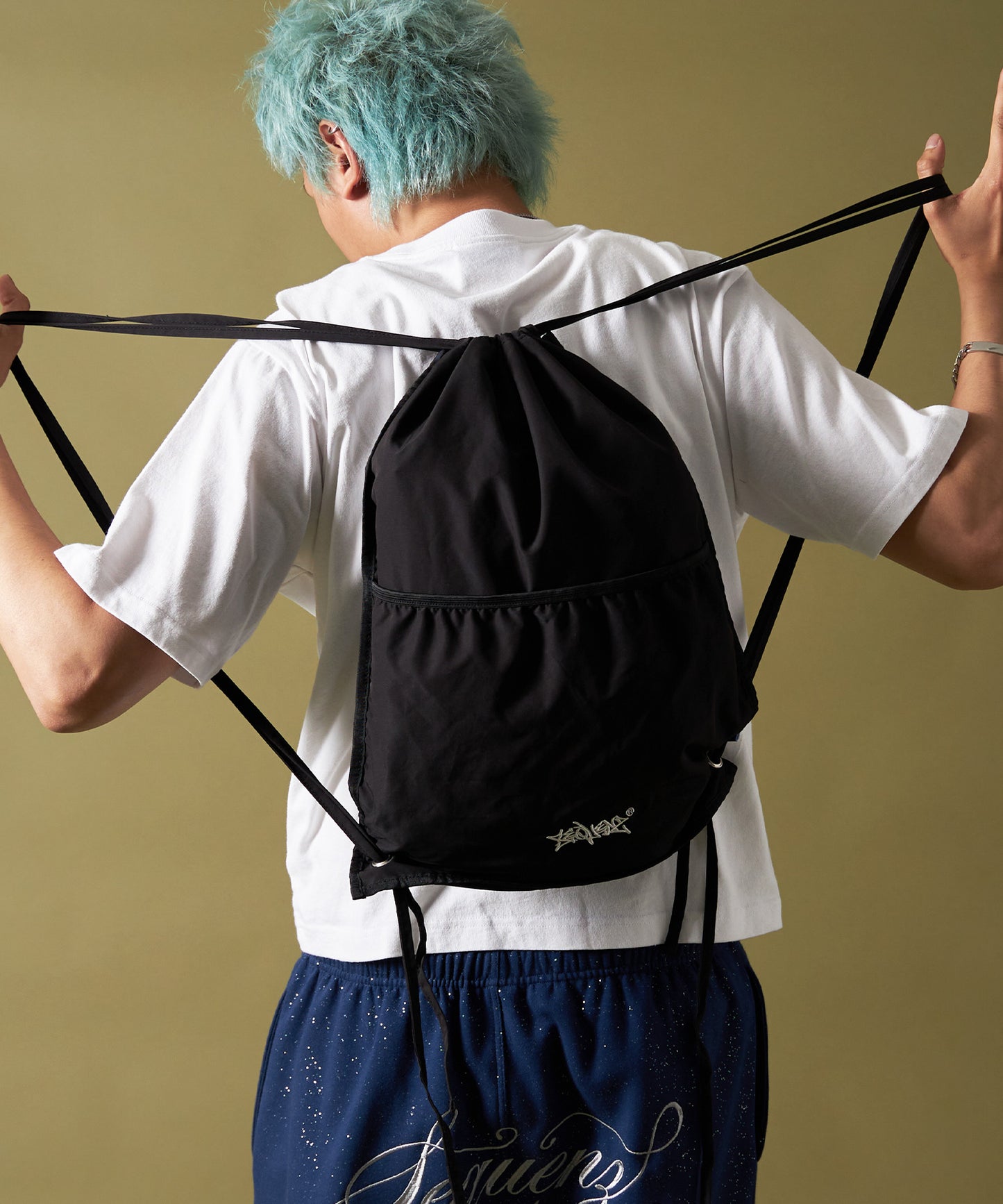 2 FACE STRING KNAPSACK / リバーシブル テック ナップサック ブランドロゴ ブラック