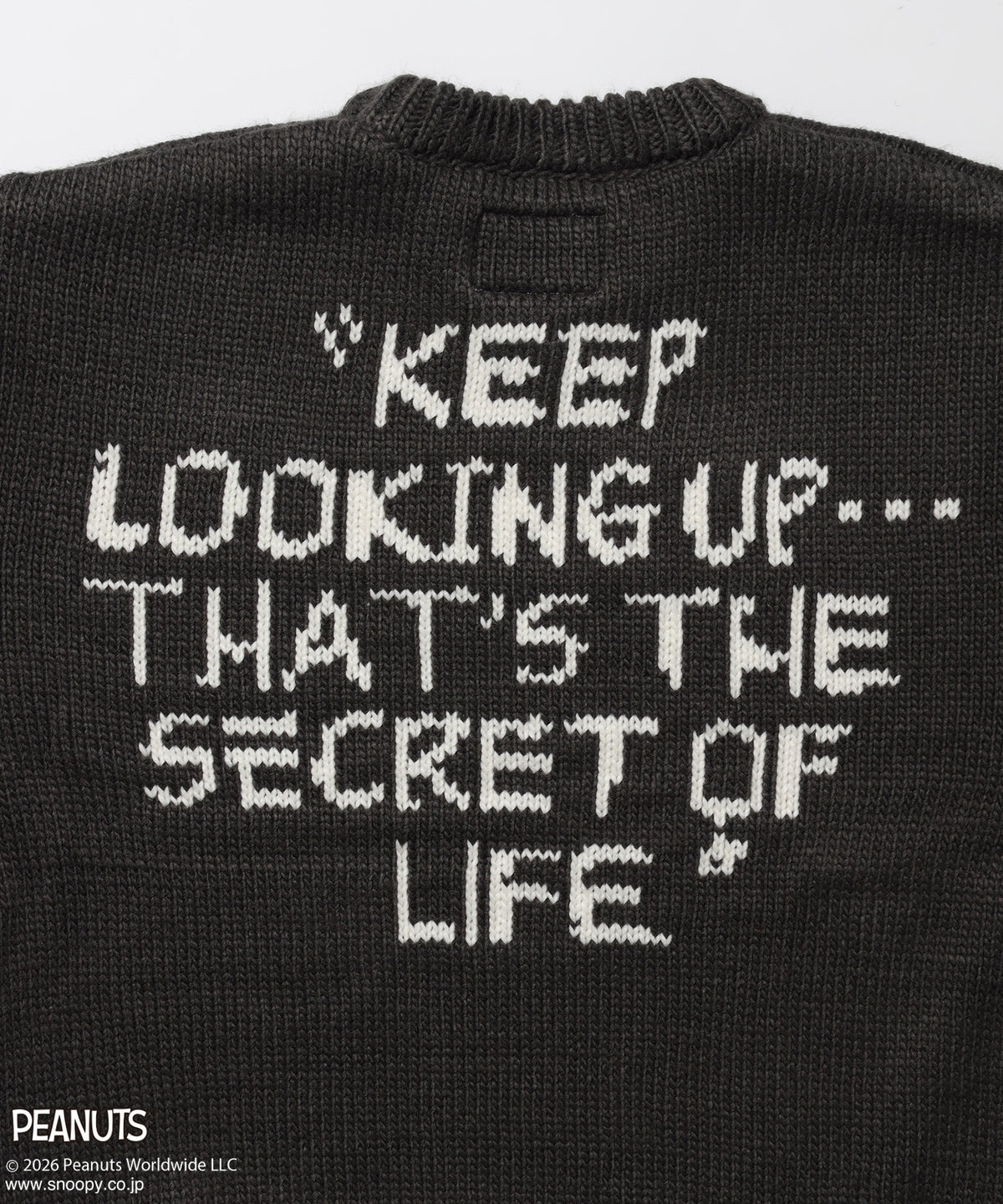 TP SNOOPY CHUNKY KNIT / スヌーピー メッセージプリント チャンキーニット チャコール