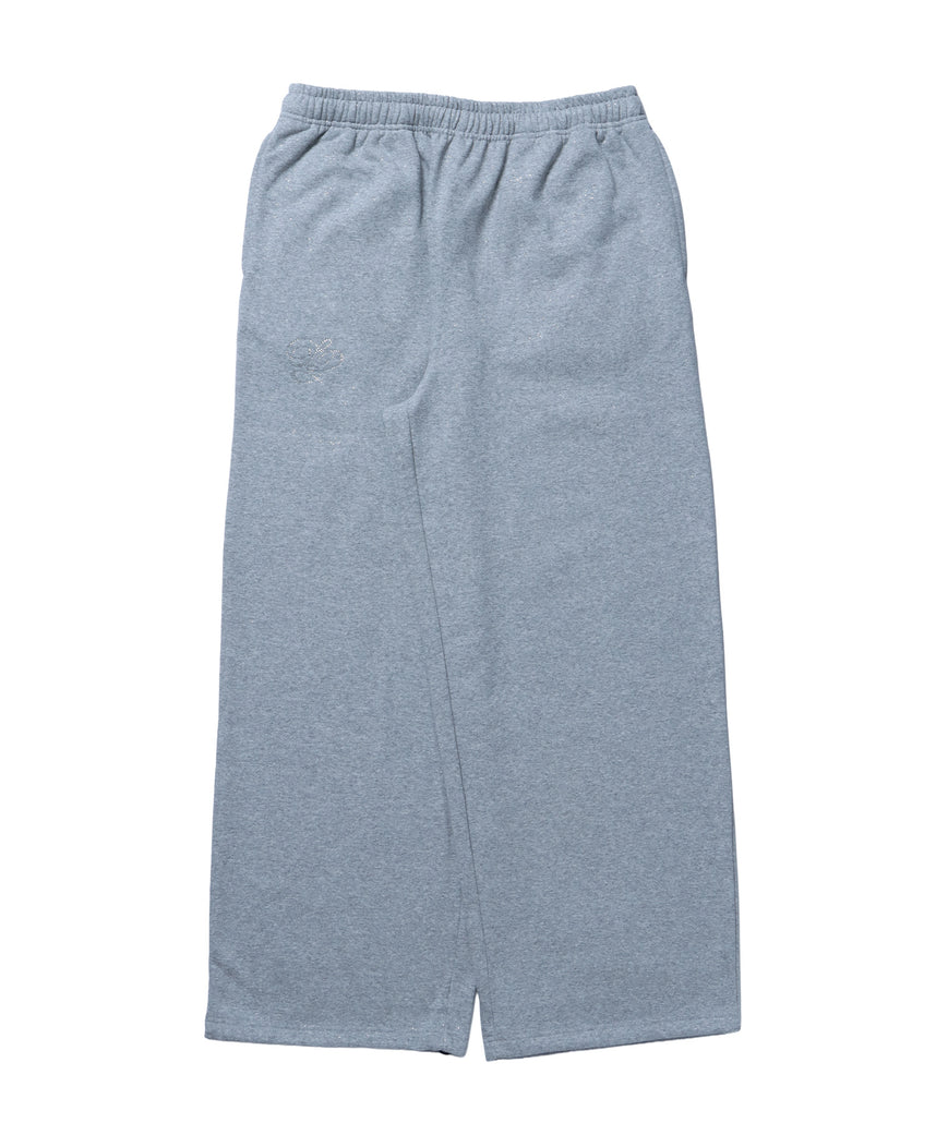 SQNZ GLITTER SWEAT PANTS / グリッター ラインストーン スウェットパンツ ドローコード 裏起毛 【セットアップ着用可】 グレー