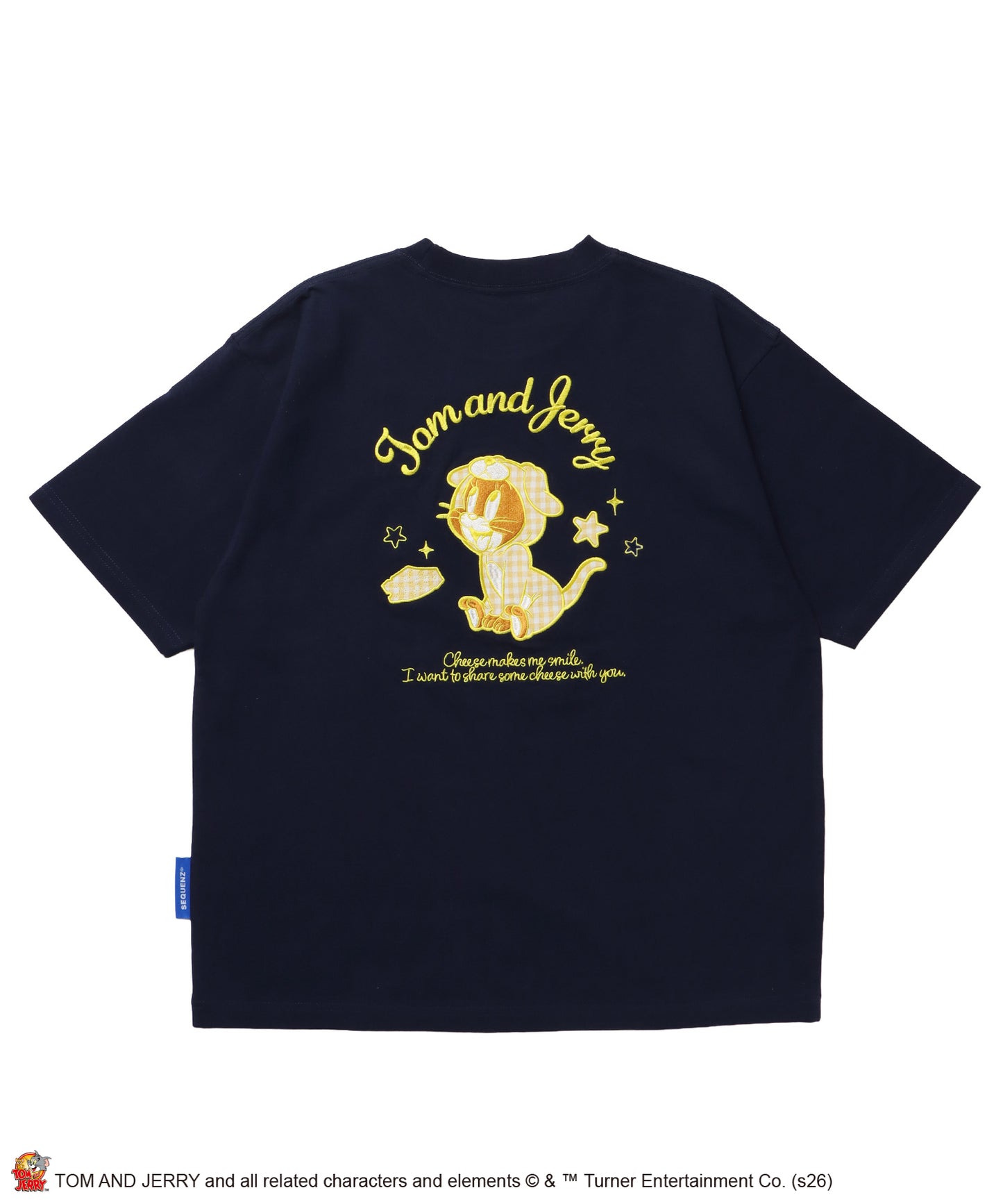 TJ GINGHAM DOG TEE / トムとジェリー 半袖 クルーネック 刺繍 ワンポイント ワッペン ユニセックス オーバーサイズ レイヤード ダークネイビー
