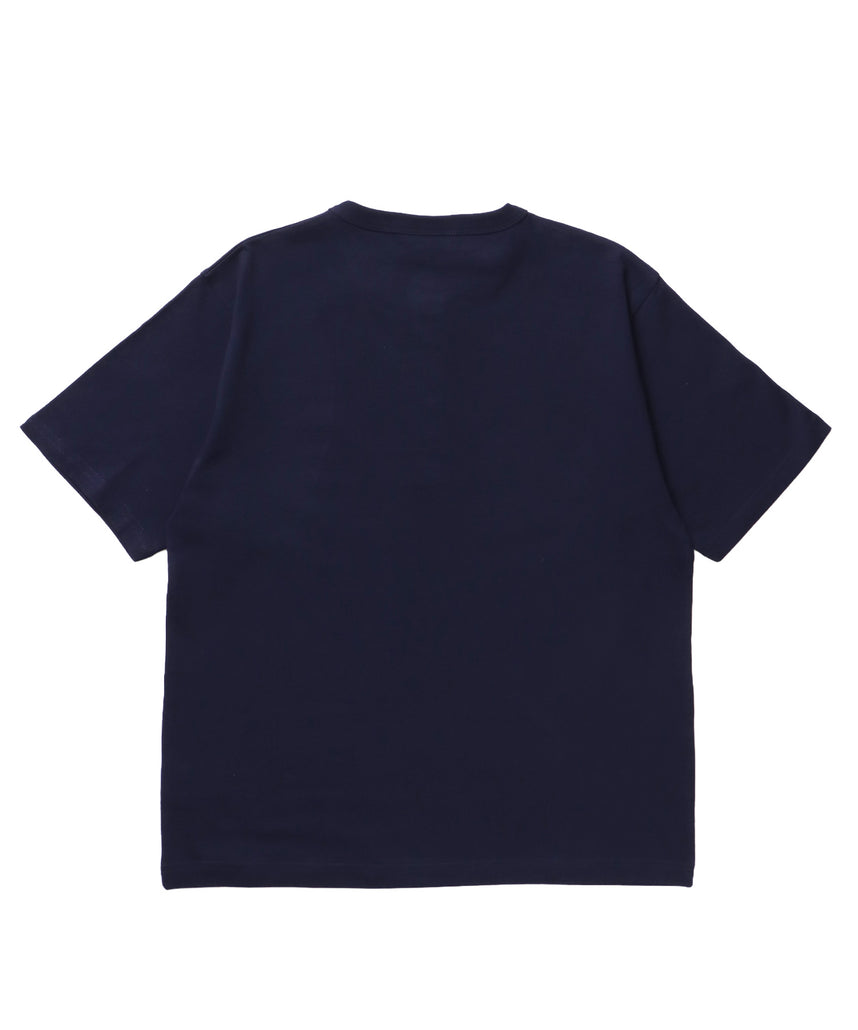 ≪予約商品≫sqnz silver star henlry tee / 半袖 ヘンリーネック Tシャツ シルバープリント 短丈 ダークネイビー