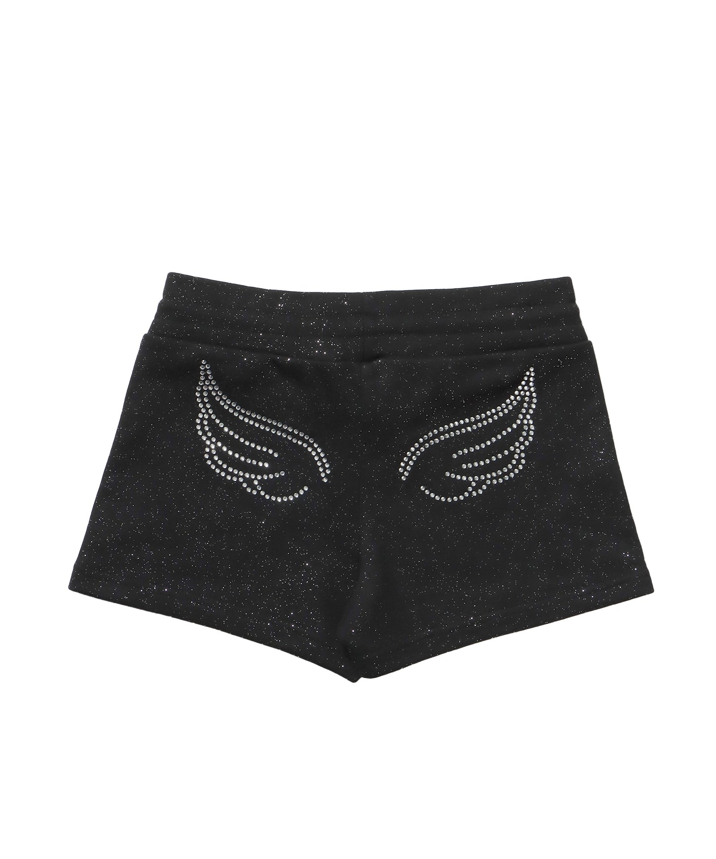 ≪予約商品≫sqnz glitter mini pants / レディース ショートパンツ ボトムス ラインストーン 裏毛 【セットアップ着用可能】 ブラック