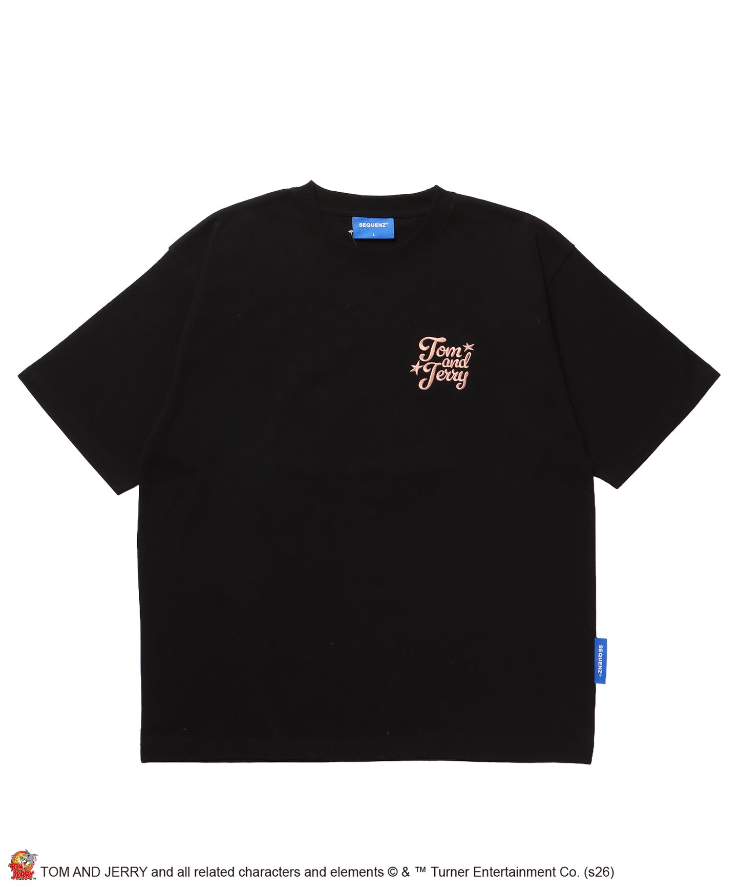 TJ SWIMMING EMB. TEE / トムとジェリー 半袖 クルーネック 刺繍 ワンポイント ユニセックス オーバーサイズ レイヤード ブラック