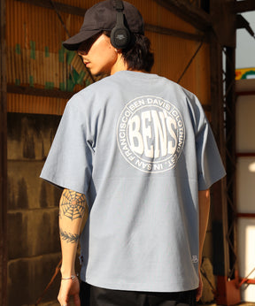 CIRCLE BEN‘S TEE / サークルロゴ Tシャツ 刺繍 半袖 シンプルロゴ ブルーグレー