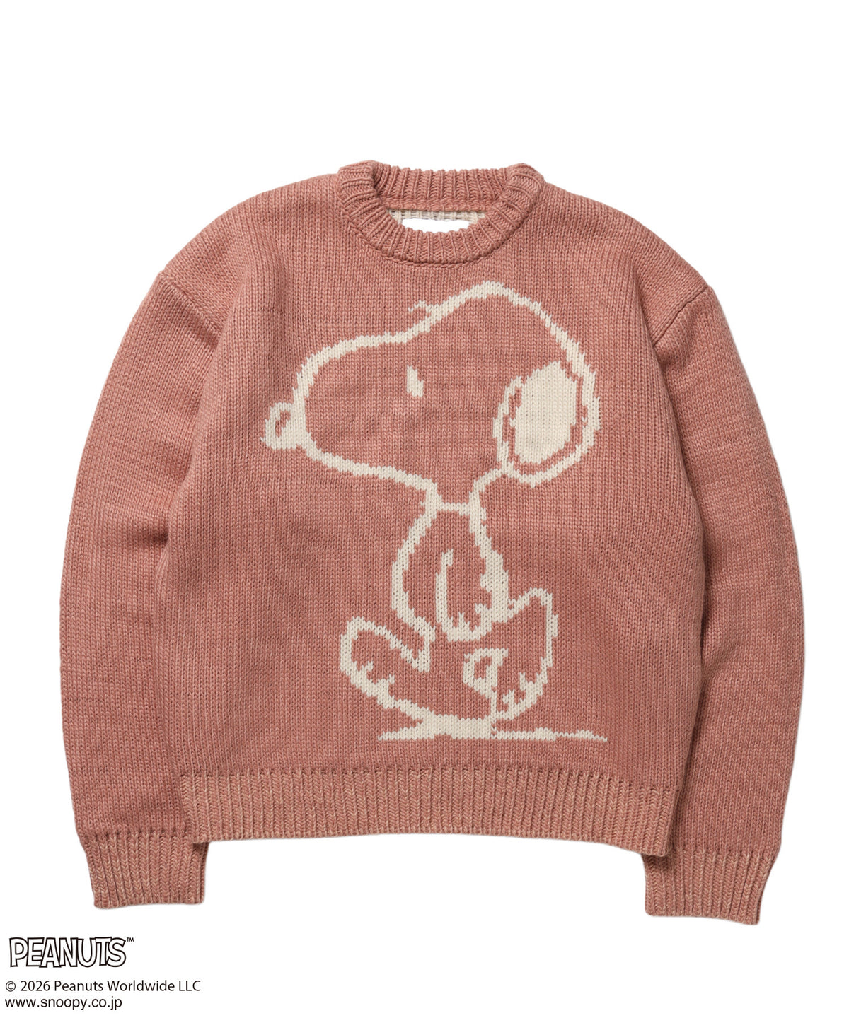 TP SNOOPY CHUNKY KNIT / スヌーピー メッセージプリント チャンキーニット ピンク