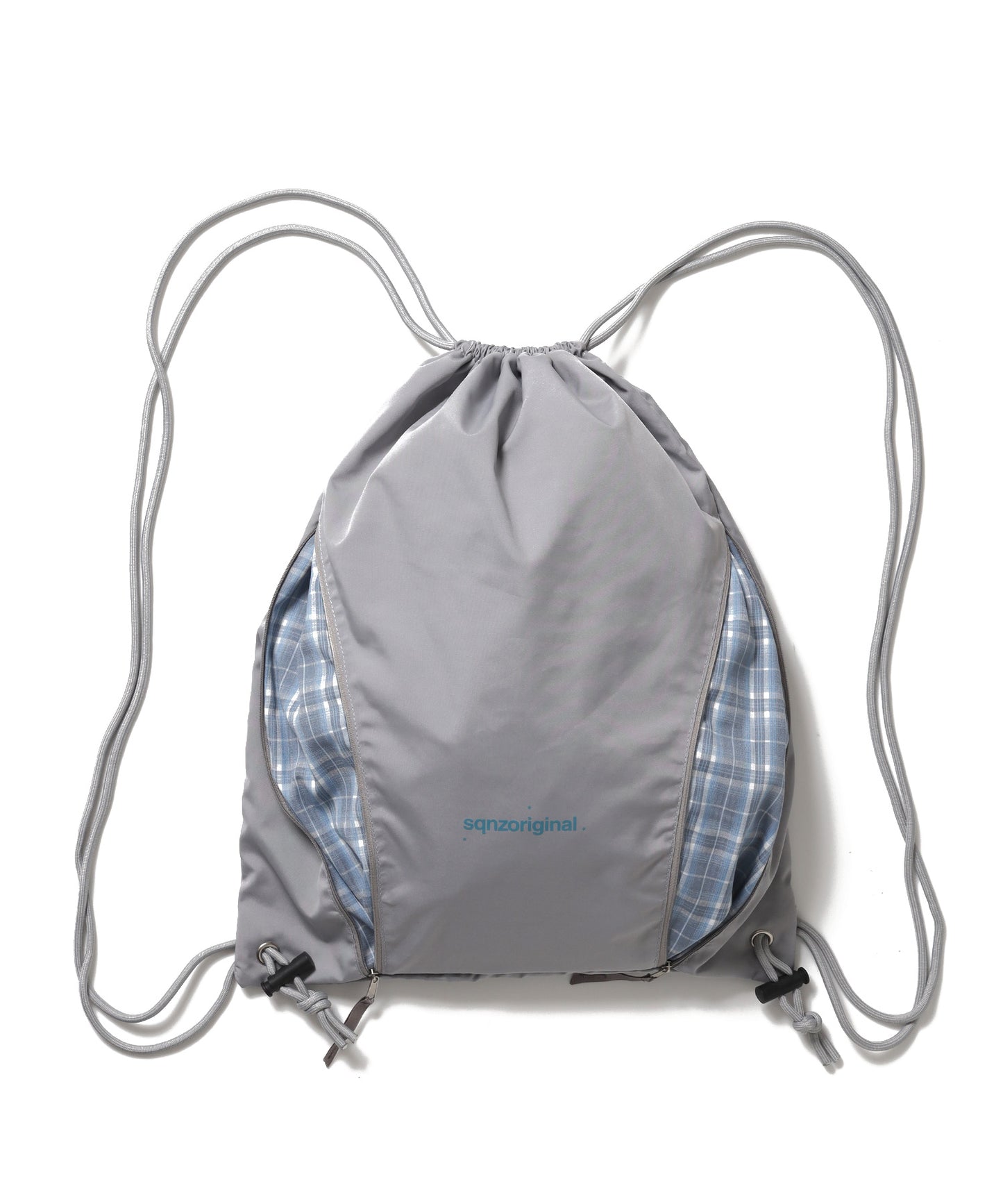 ※WEB限定 / 2WAY仕様 /チェックジップナップサック /sqnz zip knapsack ライトグレー