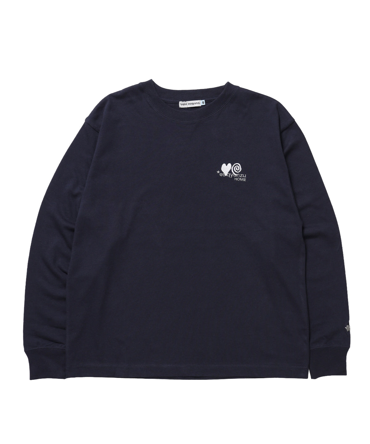 ※WEB限定 / サークルハート刺繍ロンT/sqnzU basic logo l/s tee ネイビー