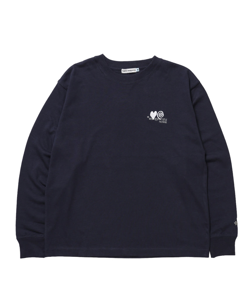 ※WEB限定 / サークルハート刺繍ロンT/sqnzU basic logo l/s tee ネイビー