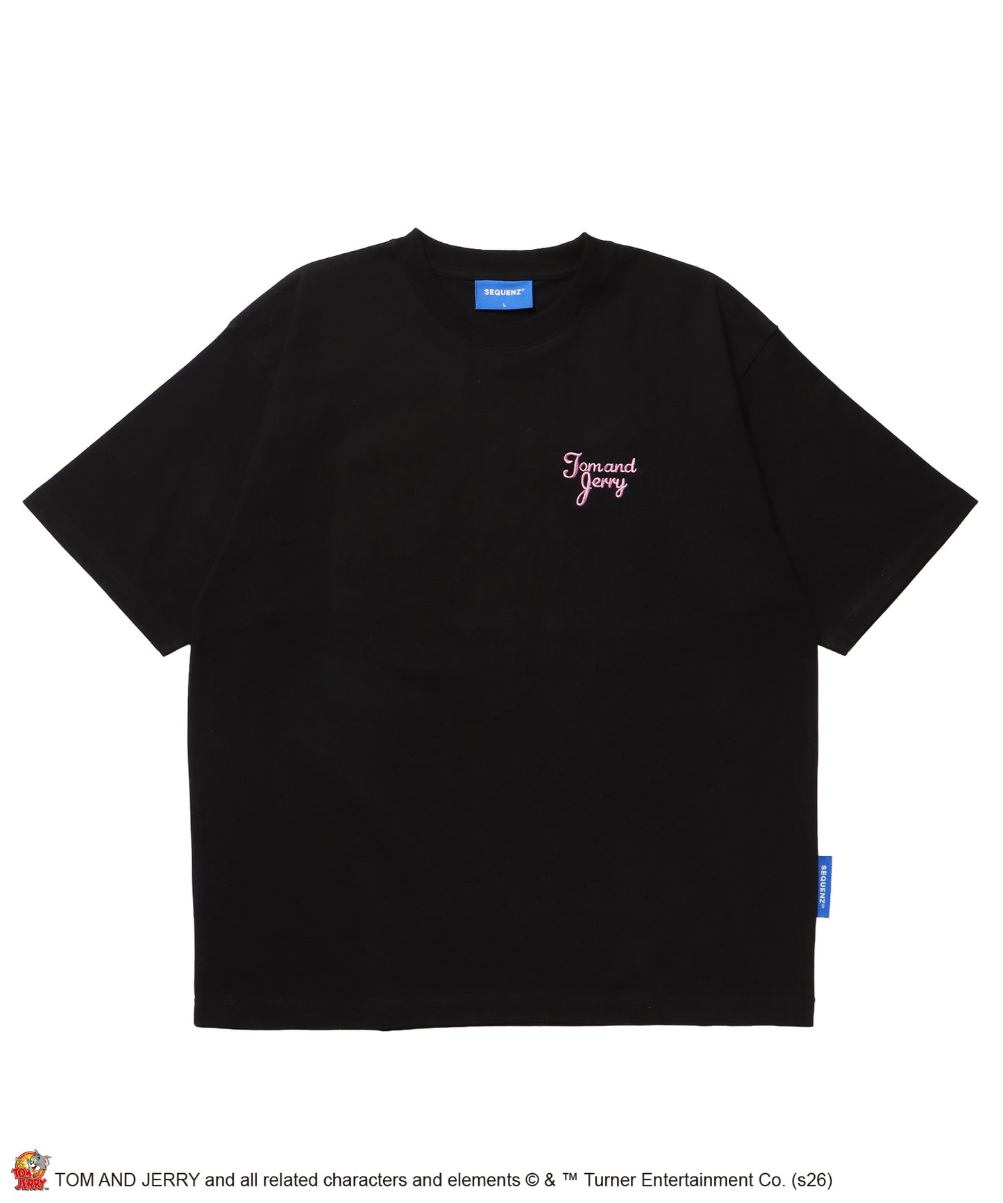 TJ GINGHAM DOG TEE / トムとジェリー 半袖 クルーネック 刺繍 ワンポイント ワッペン ユニセックス オーバーサイズ レイヤード ブラック