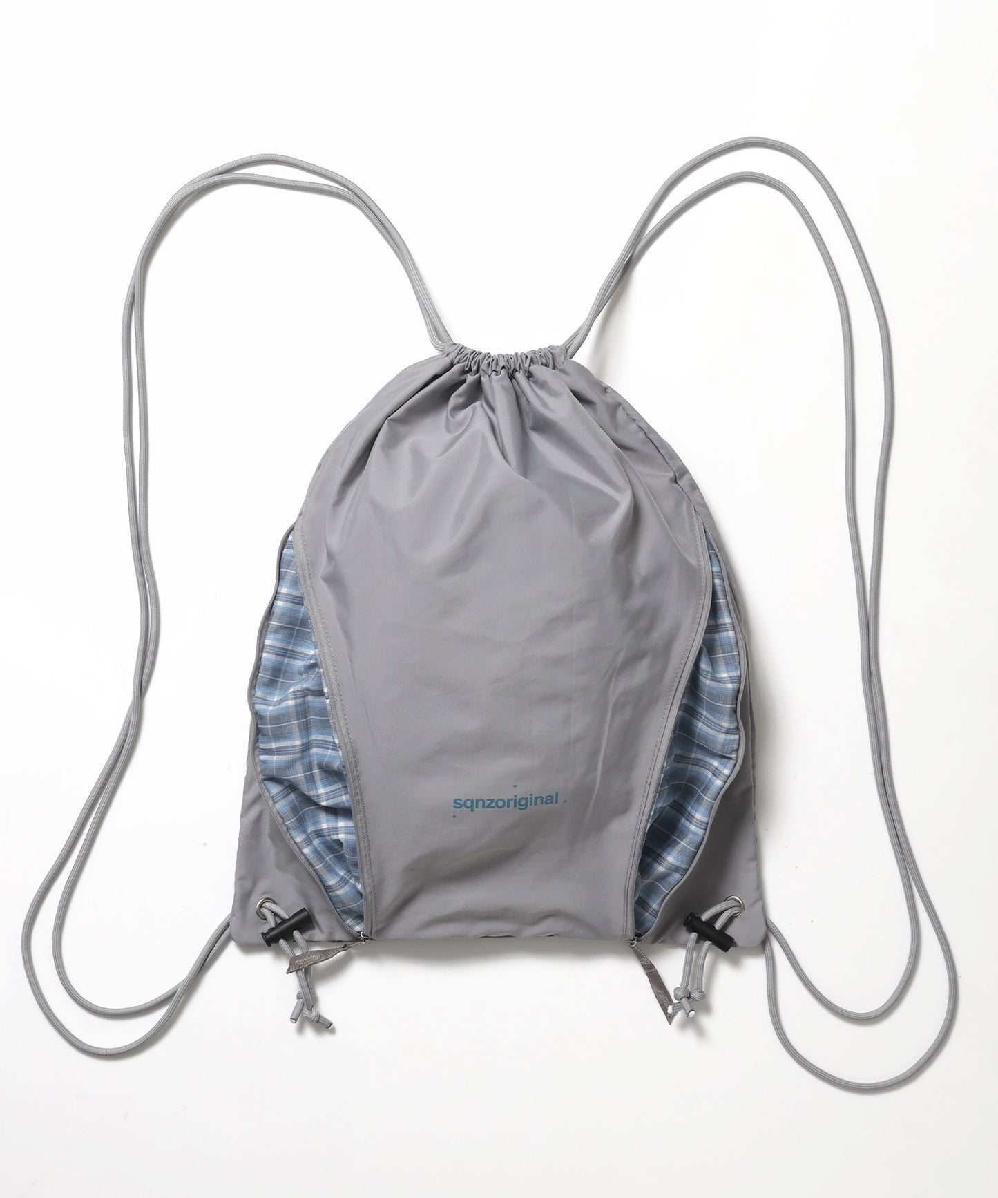 ≪予約商品≫※WEB限定 / 2WAY仕様 /チェックジップナップサック /sqnz zip knapsack ライトグレー