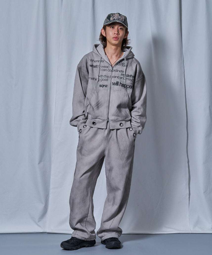 sqnz eyelet zip pk/ジップパーカースタッズフーディハトメ裏起毛 セール】＊新色追加【sqnz（エスキュンズ）】sqnz eyelet zip pk