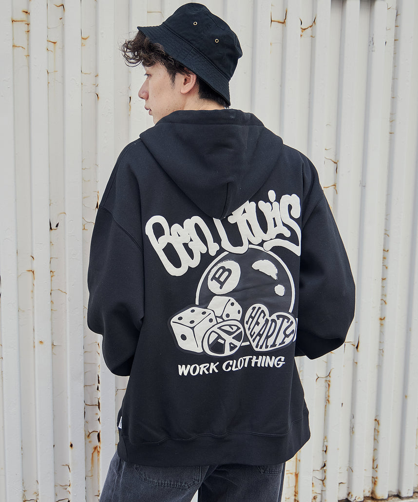 BEN DAVIS(ベンデイビス)BALL ETC HOODIE NV / ロゴ ビッグ スウェット