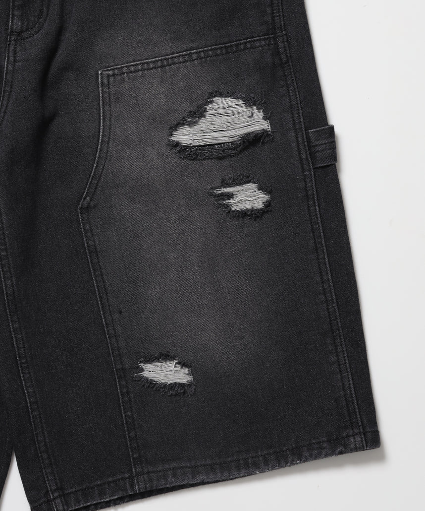 WEB限定 / ダメージデニムショートパンツ / sqnzU double knee denim