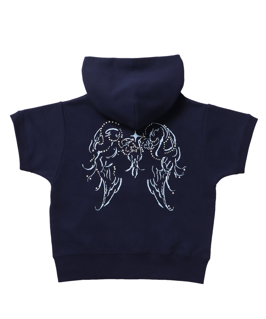 ※WEB限定 /  半袖ジップパーカー / sqnz pearl short sleeve zip p/k ダークネイビー