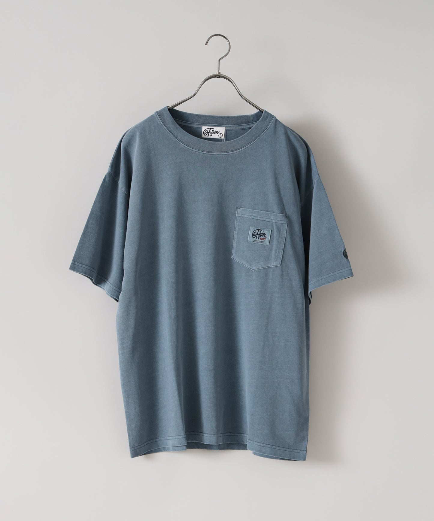 【FFEIN】ヴィンテージライクロゴ刺繍ポケットTシャツ / ミント