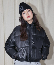 sqnz puffa short pading ladies / レディース パファ ダウン ジャケット 中綿 短丈 ドローコード ブラック