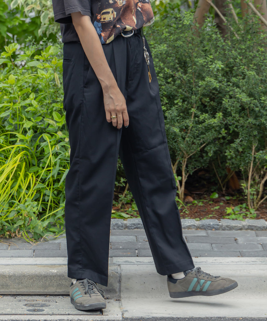 TR SIDE GATHER ANKLE PANTS / TR サイドギャザー アンクルスラックス チャコール