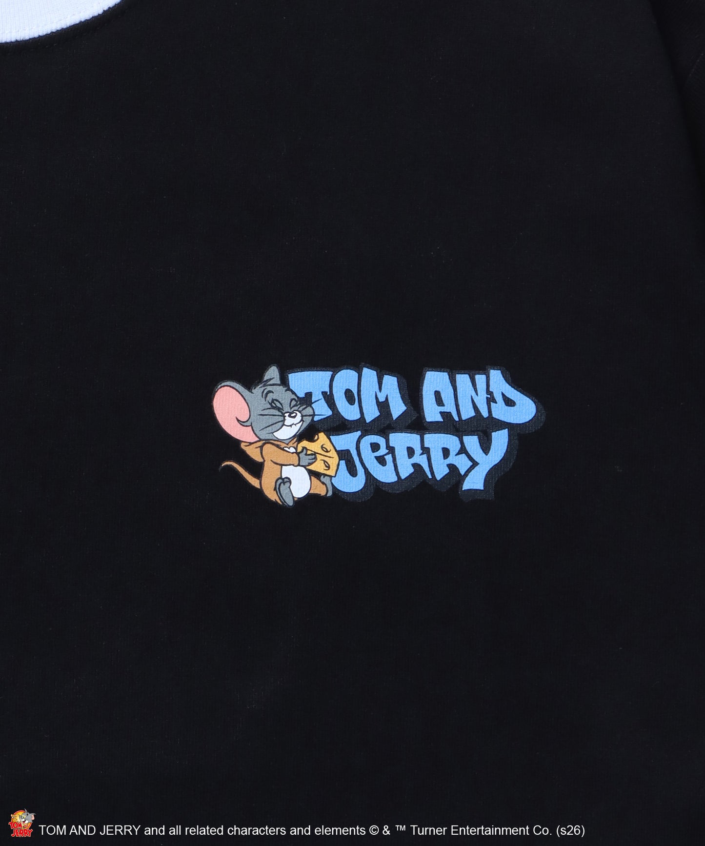TJ COSTUME RINGER TEE / トムとジェリー リンガー Tシャツ 半袖 クルーネック 刺繍 オーバーサイズ ブラック