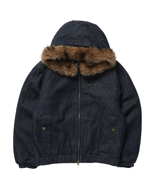 中綿デニムフーディジャケット / FUR DENIM HOODIE JKT ネイビー