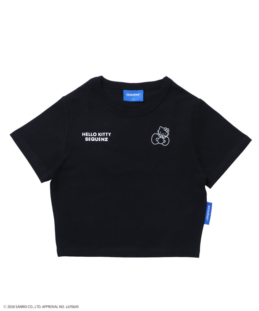 HK EMBROIDERY KITTY TEE / ハローキティ キティちゃん 半袖 クルーネック プリント ワンポイント 刺繍 ブラック