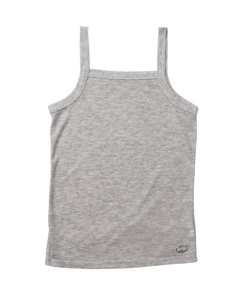 sqnz sheer layered tank / レディース シアー レイヤード ピスネーム メタルプレート タンクトップ クルーネック ライトブルー