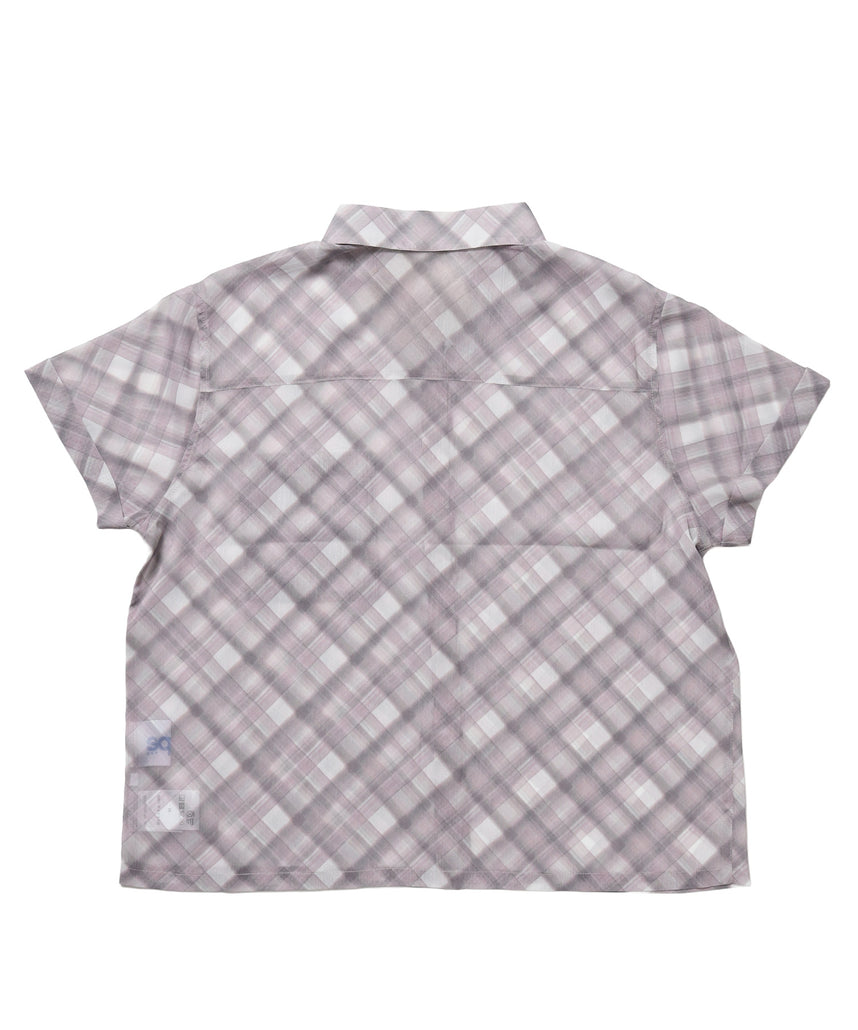 ※WEB限定 / レディースチェック半袖シャツ / sqnz sheer check shirts ピンク