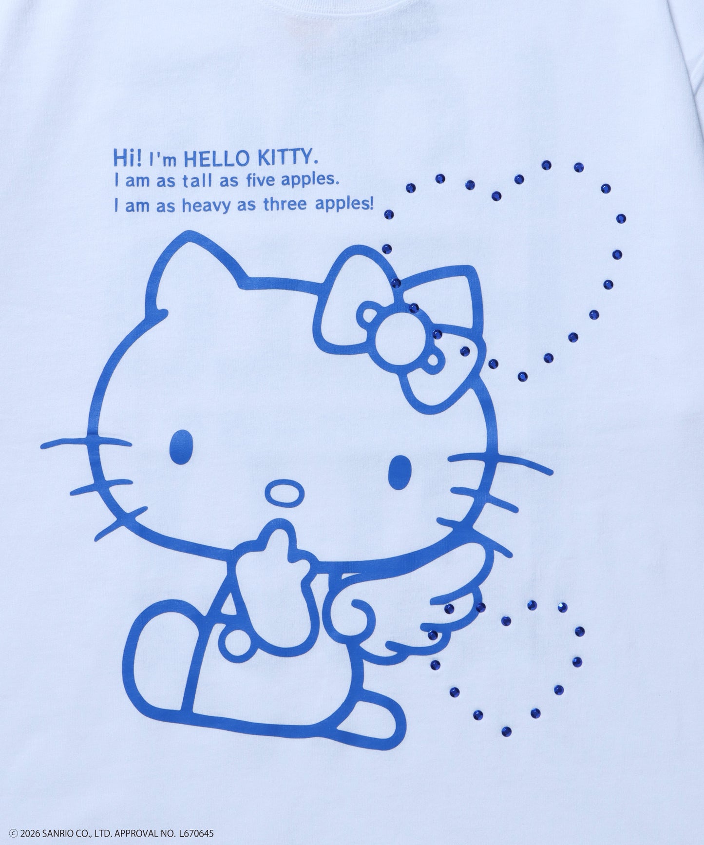 HK LOVE SEQUENZ TEE / ハローキティ キティちゃん 半袖 クルーネック プリント ワンポイント ラインストーン ホワイト