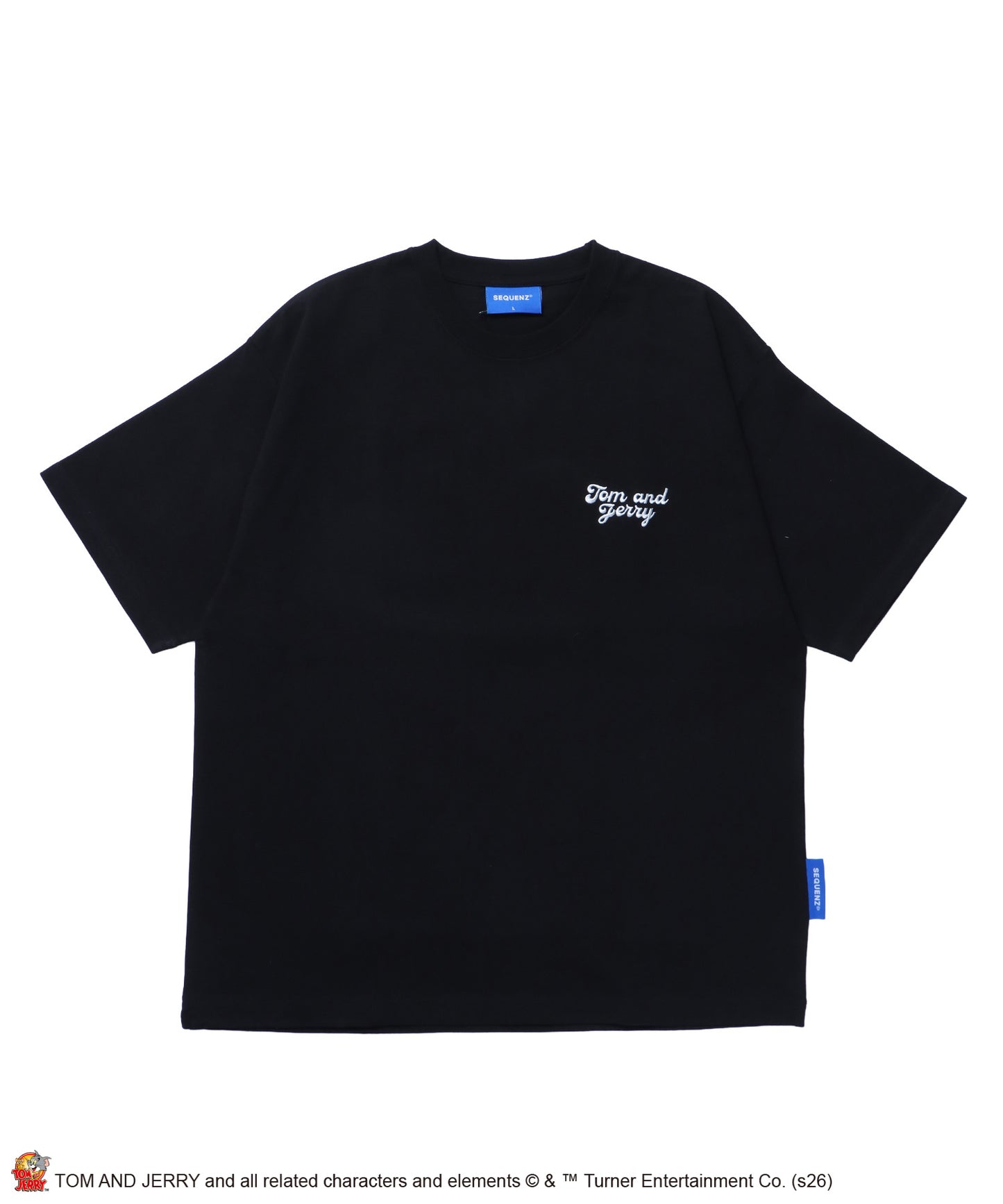 TJ CHERRY FLOCKY S/S TEE / トムとジェリー Tシャツ 半袖 クルーネック プリント 刺繍 オーバーサイズ ブラック