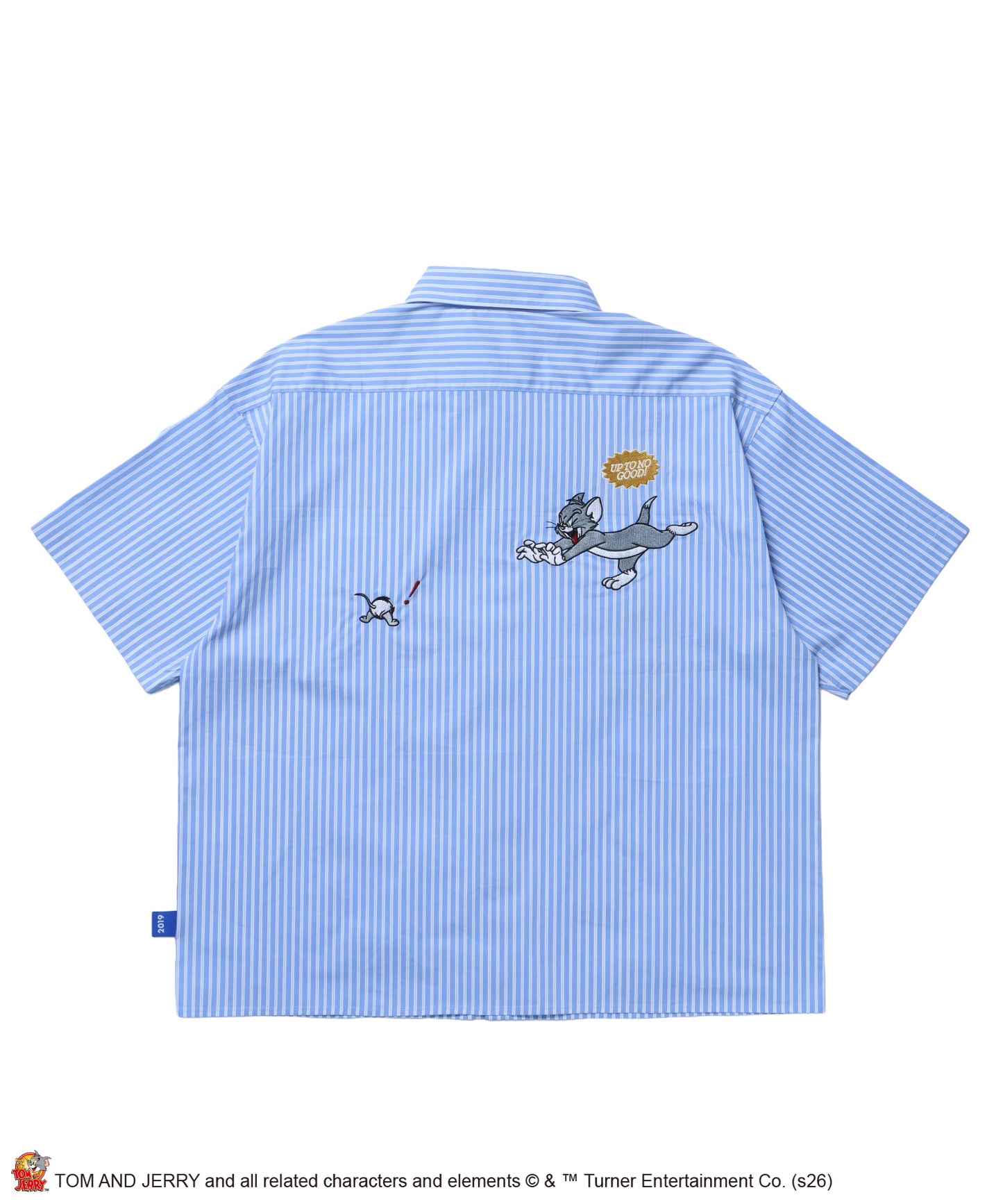 TJ ASSORTMENT EMB. SHIRT / トムとジェリー シャツ 半袖 レギュラーカラー 刺繍 チェック ストライプ サックスブルー