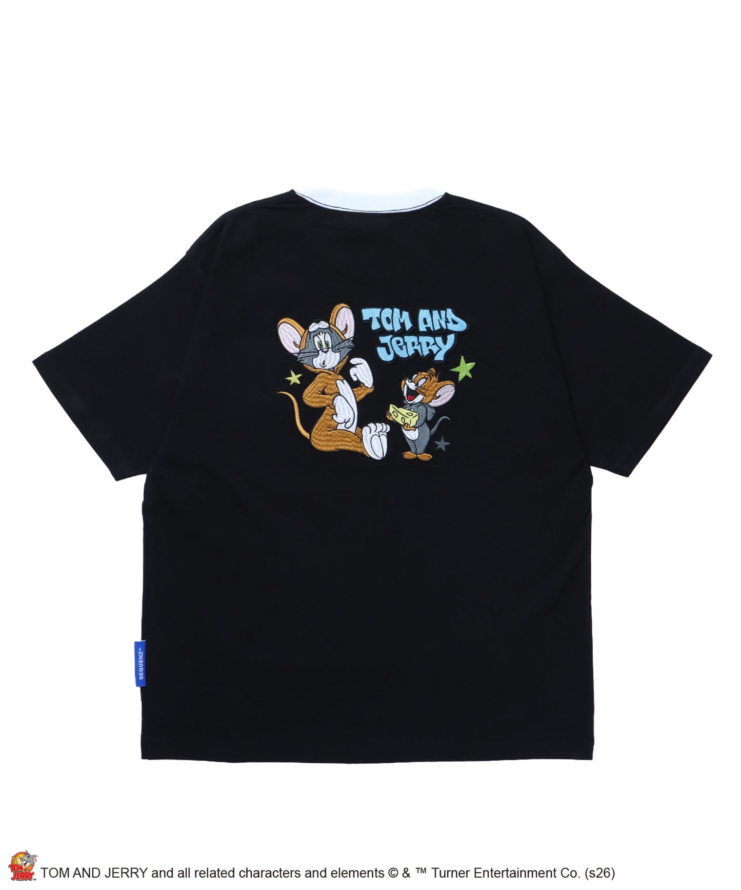 TJ COSTUME RINGER TEE / トムとジェリー リンガー Tシャツ 半袖 クルーネック 刺繍 オーバーサイズ ブラック