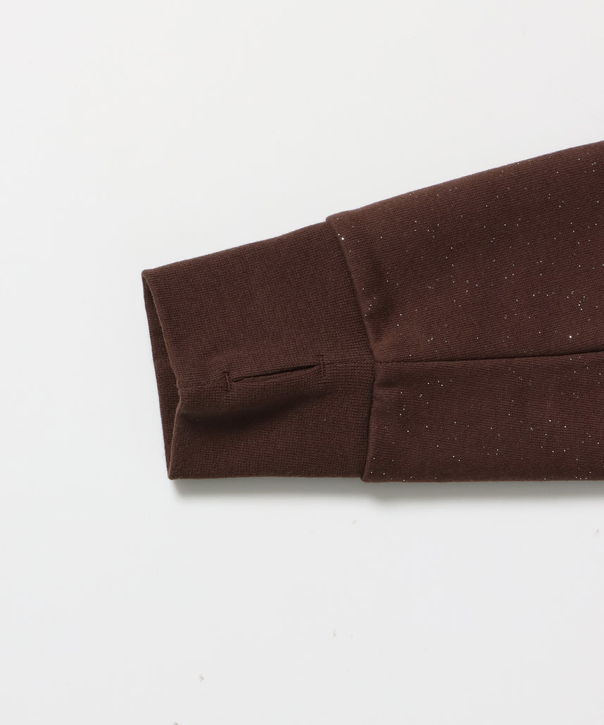 sqnz glitter zip top / グリッター ダブルジップ ジップスウェット 裏起毛 ラインストーン 【セットアップ着用可能】 モカ