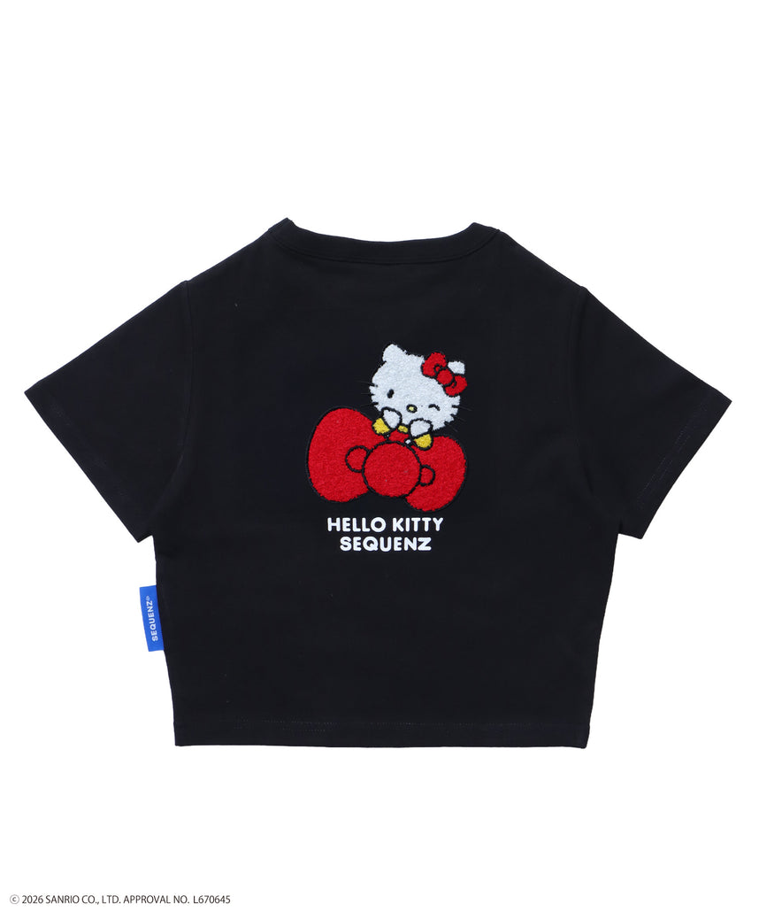 HK EMBROIDERY KITTY TEE / ハローキティ キティちゃん 半袖 クルーネック プリント ワンポイント 刺繍 ブラック