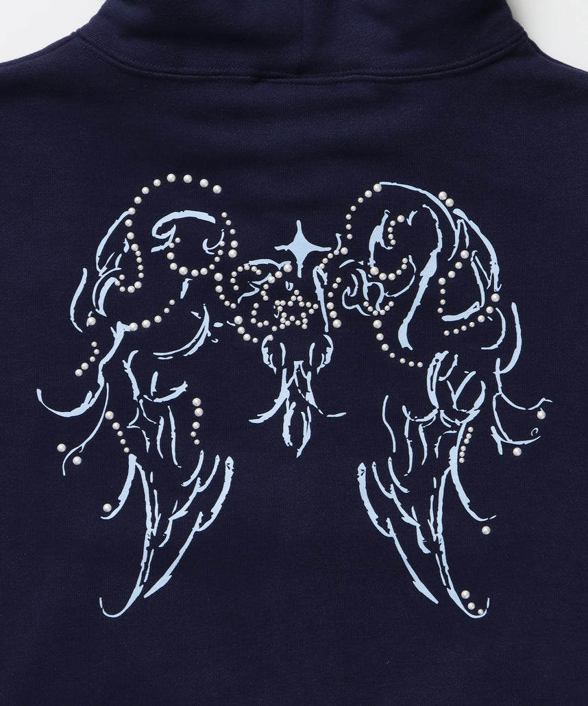 ※WEB限定 /  半袖ジップパーカー / sqnz pearl short sleeve zip p/k ダークネイビー