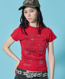 ※WEB限定 / 文字プリントレディースコンパクトT / sqnz programming pt compact tee レッド
