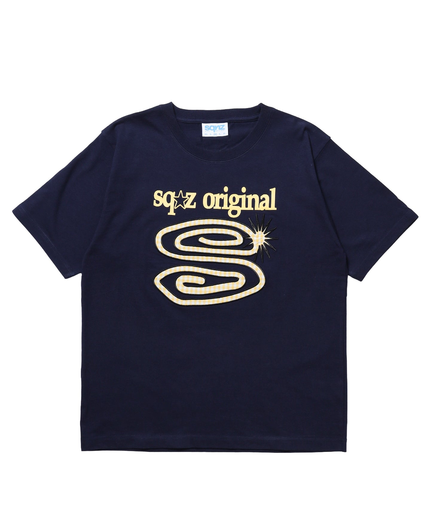 ※WEB限定 / ぐるぐるワッペン半袖Tシャツ / sqnz guru-guru patchwork tee ネイビー