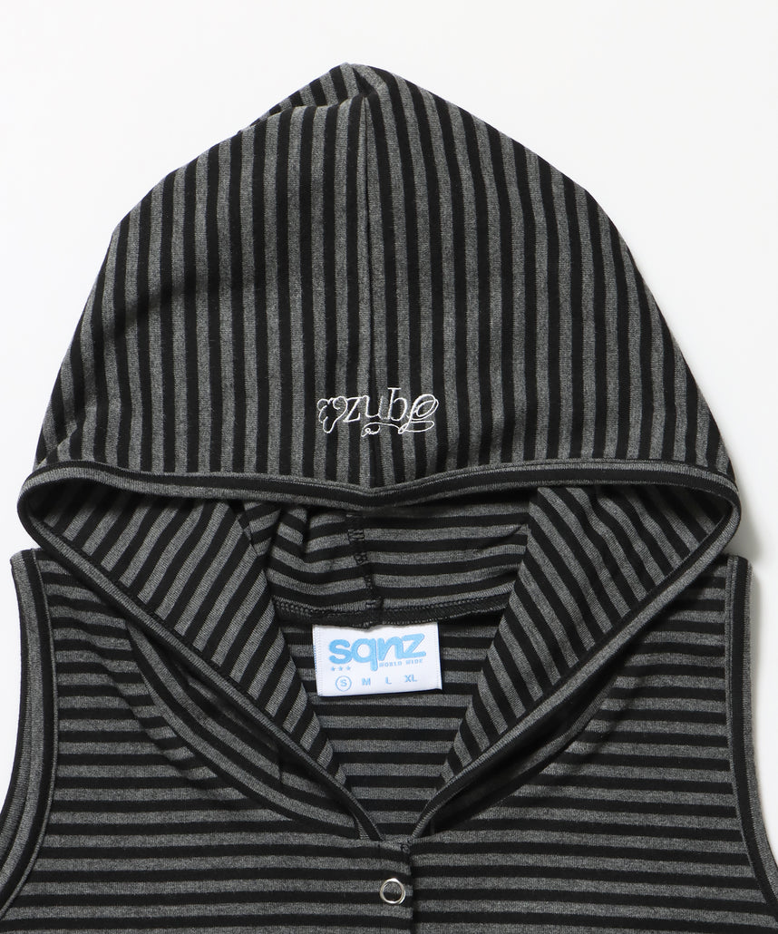 ※WEB限定 / レディースボーダータンクトップ / sqnz border hooded tank top ブラック