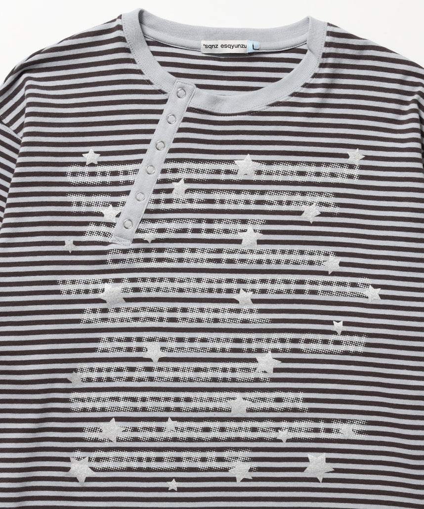 ※WEB限定 / ぼかしプリントヘンリーネックロンT / sqnzU BORDER L/S TEE 柄85