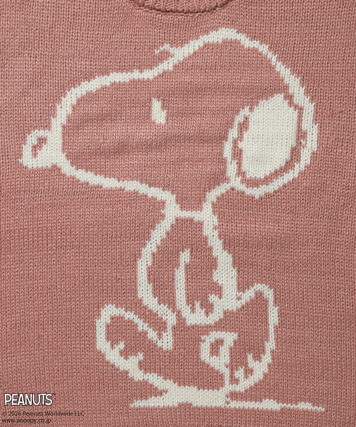TP SNOOPY CHUNKY KNIT / スヌーピー メッセージプリント チャンキーニット ピンク