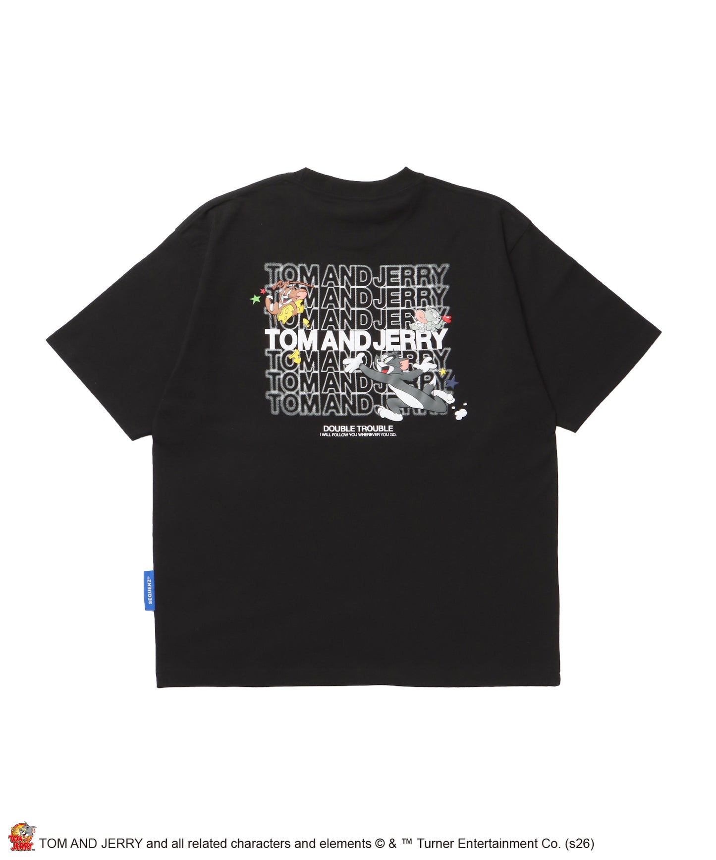 TJ BLUR LOGO TEE / トムとジェリー 半袖 クルーネック プリント ワンポイント ユニセックス オーバーサイズ ビッグシルエット レイヤード ブラック